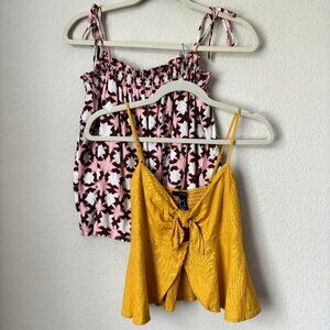 Bundle (2) Linen Blend Boho Summer Tops Ann Taylor LOFT Forever 21